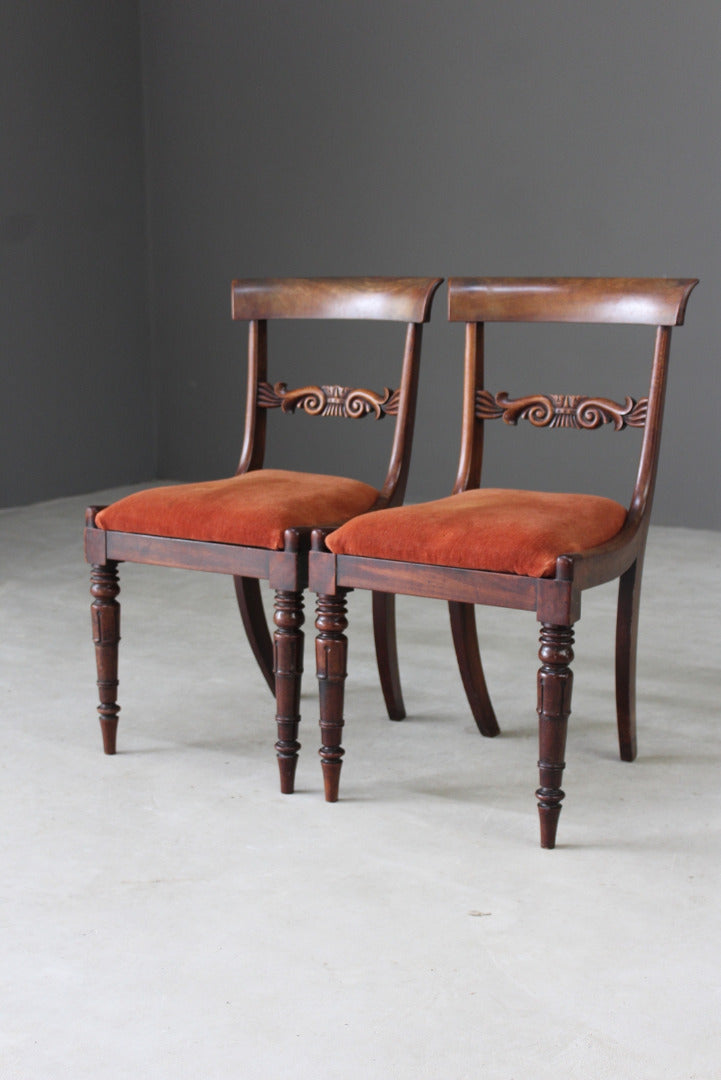 Pair Antique Mahogany Dining Chairs - Kernow Furniture