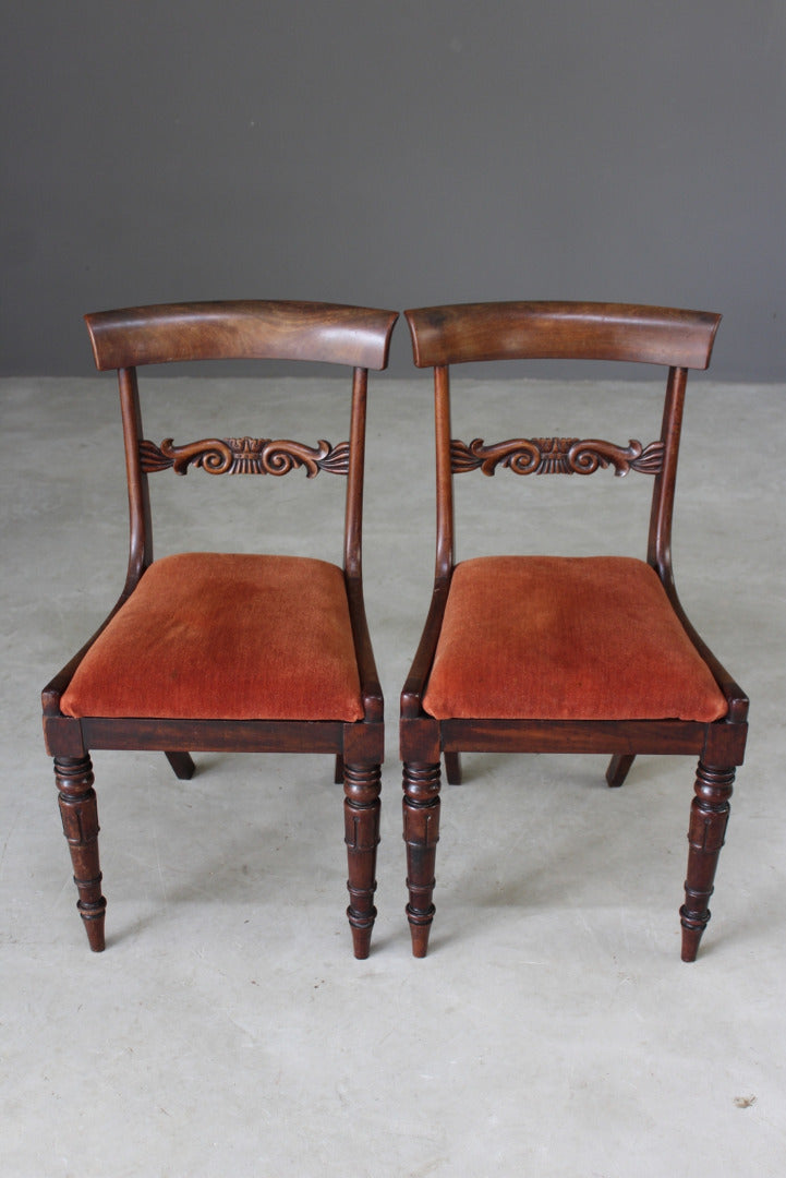 Pair Antique Mahogany Dining Chairs - Kernow Furniture