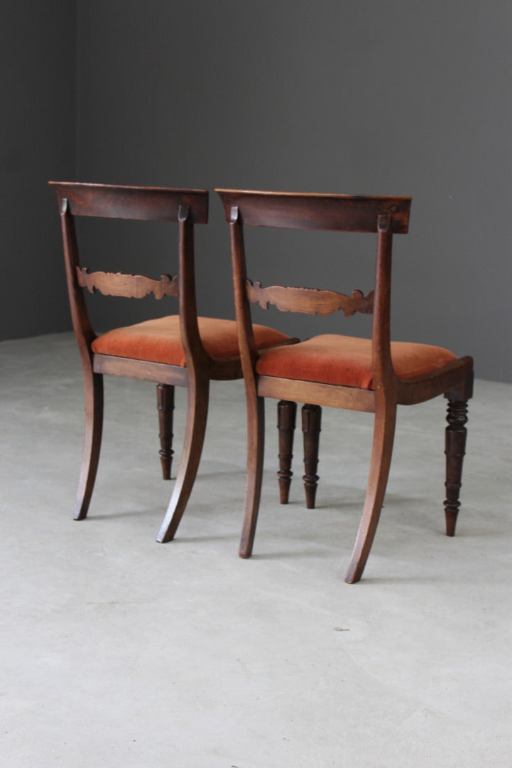 Pair Antique Mahogany Dining Chairs - Kernow Furniture