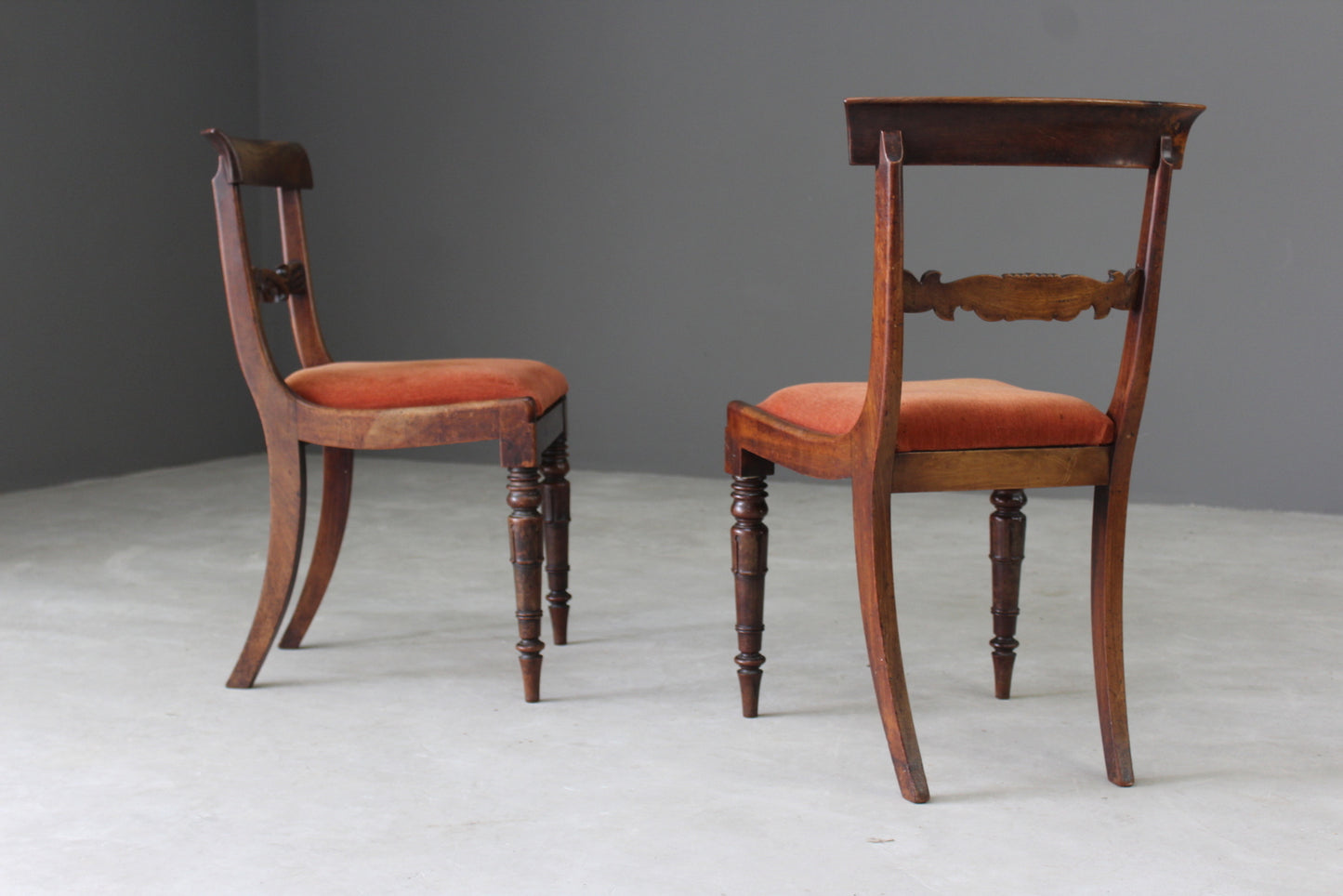 Pair Antique Mahogany Dining Chairs - Kernow Furniture