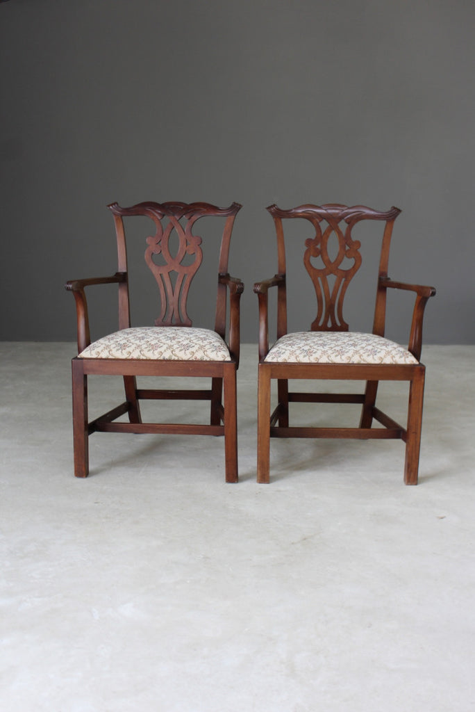 Pair Georgian Style Carver Chairs - Kernow Furniture