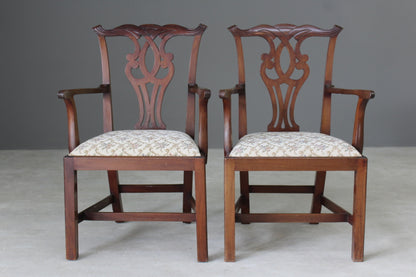 Pair Georgian Style Carver Chairs - Kernow Furniture