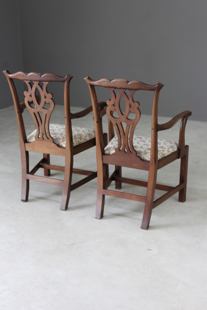 Pair Georgian Style Carver Chairs - Kernow Furniture