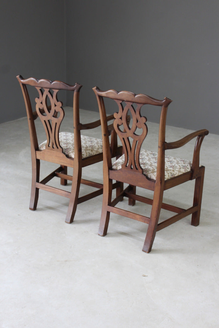 Pair Georgian Style Carver Chairs - Kernow Furniture