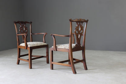 Pair Georgian Style Carver Chairs - Kernow Furniture