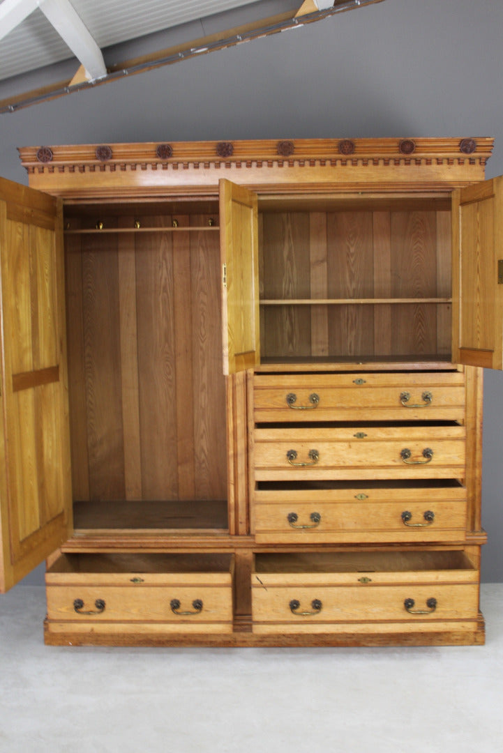 Antique Edwards & Roberts Ash Wardrobe - Kernow Furniture