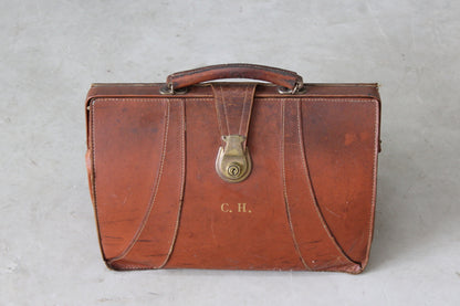 Vintage Brown Leather Briefcase - Kernow Furniture