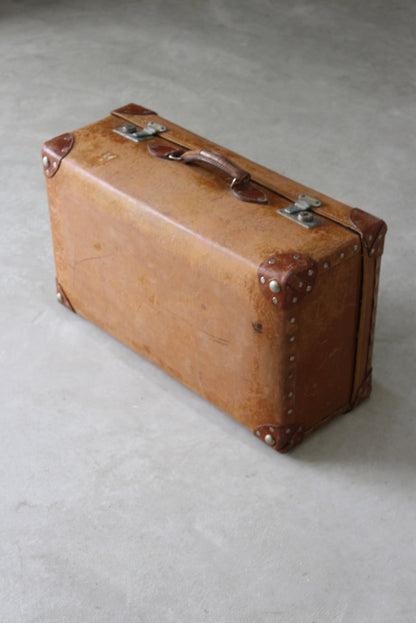 Vintage Brown Leather Suitcase - Kernow Furniture