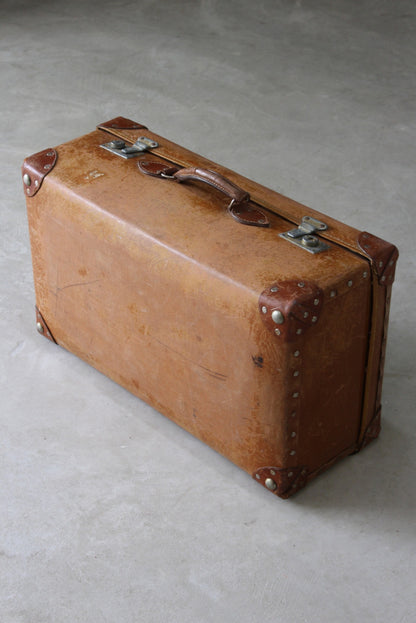 Vintage Brown Leather Suitcase - Kernow Furniture