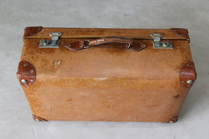 Vintage Brown Leather Suitcase - Kernow Furniture