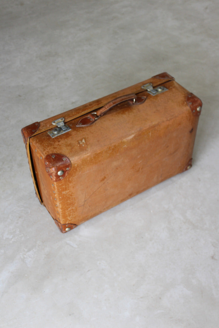 Vintage Brown Leather Suitcase - Kernow Furniture