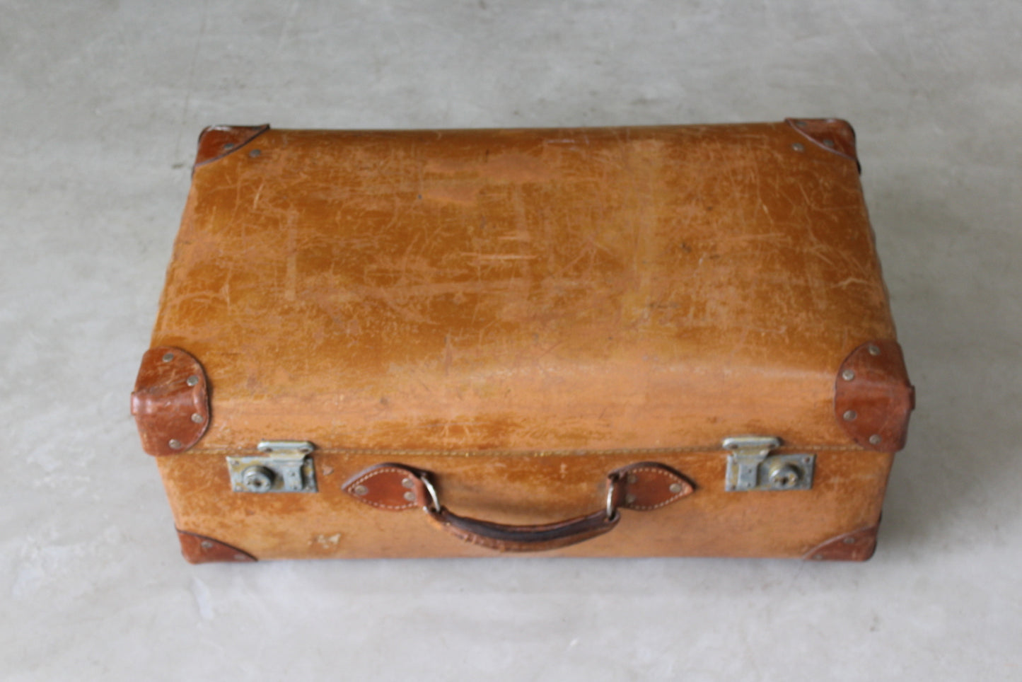 Vintage Brown Leather Suitcase - Kernow Furniture