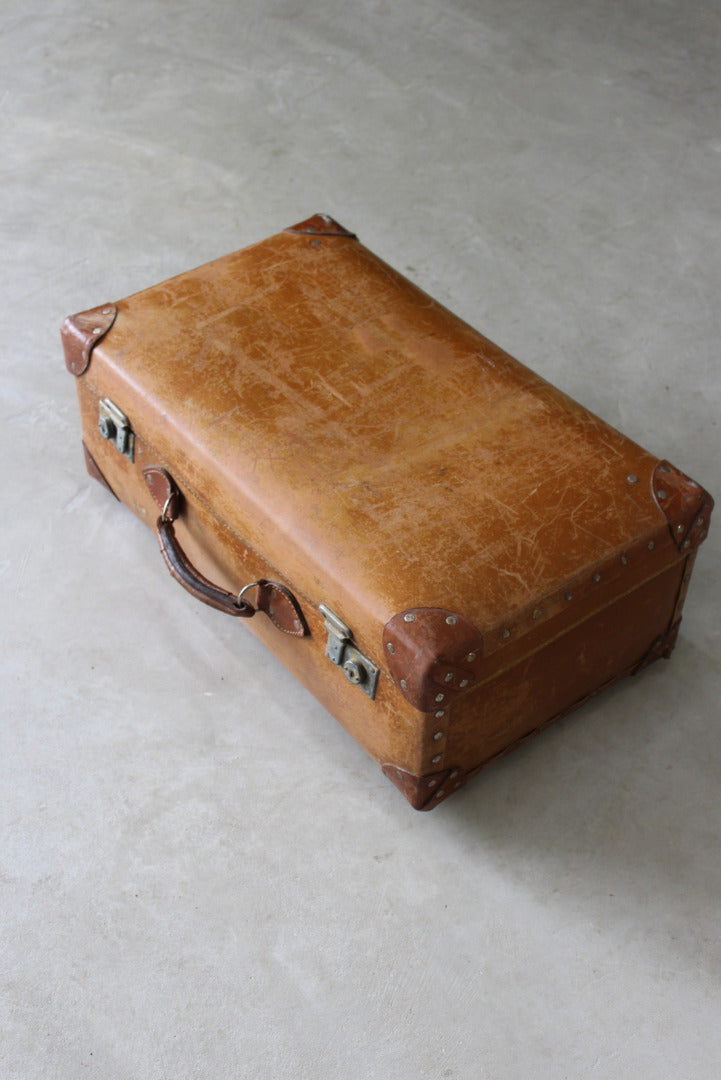 Vintage Brown Leather Suitcase - Kernow Furniture