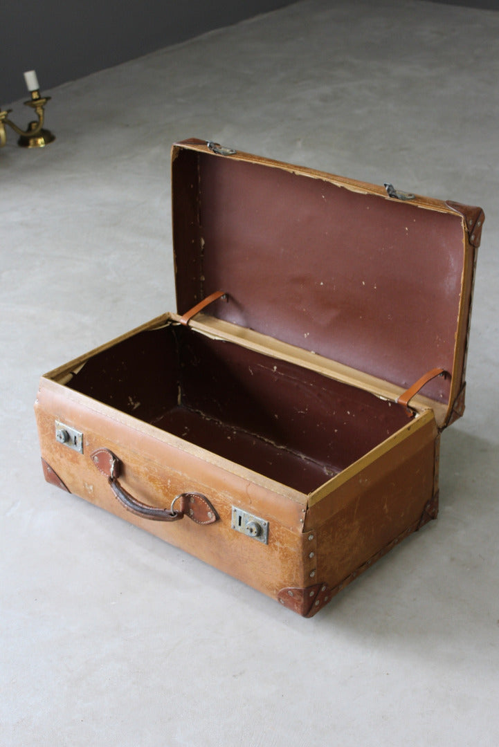 Vintage Brown Leather Suitcase - Kernow Furniture