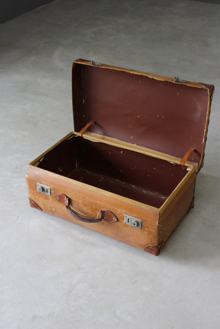 Vintage Brown Leather Suitcase - Kernow Furniture