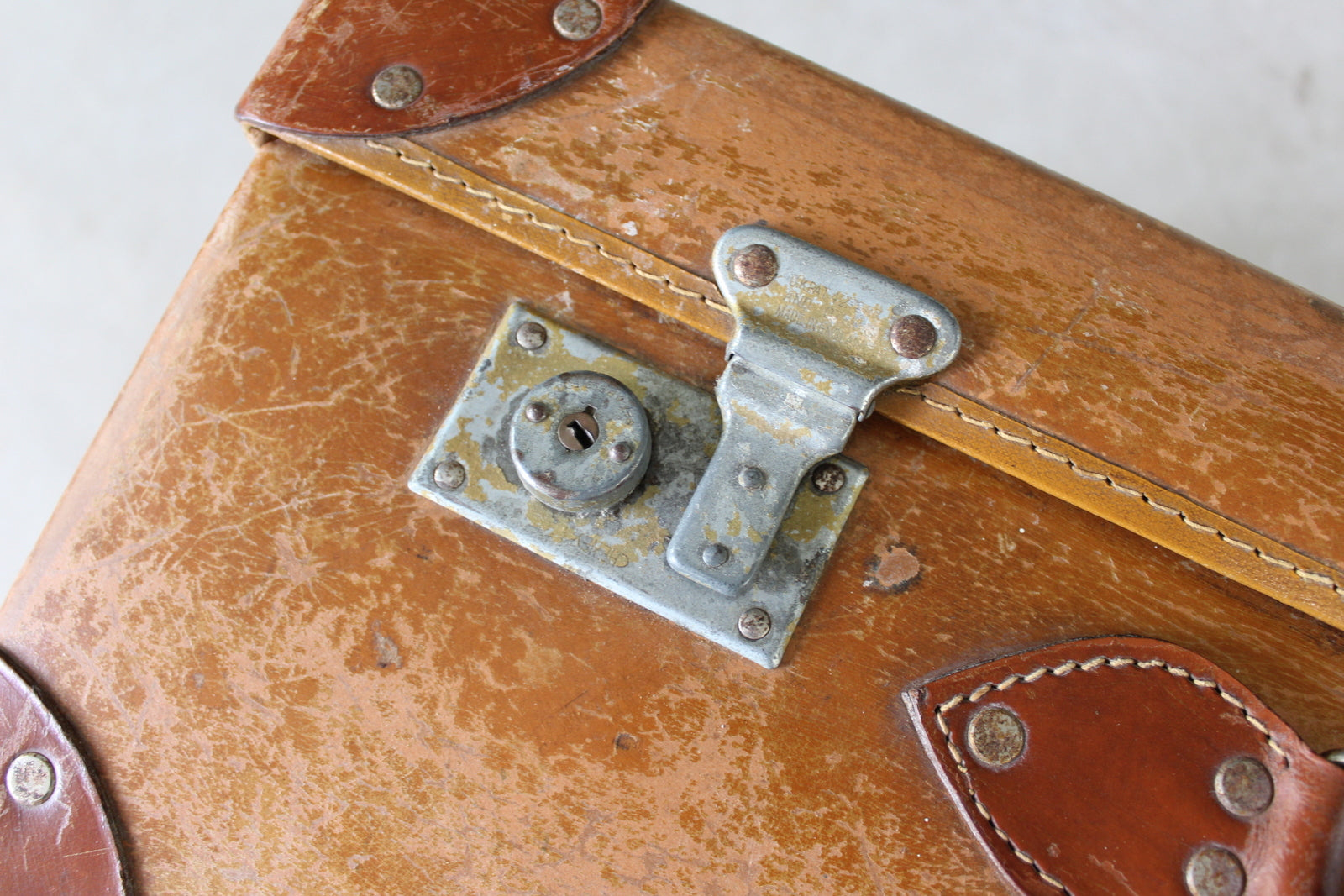 Vintage Brown Leather Suitcase - Kernow Furniture