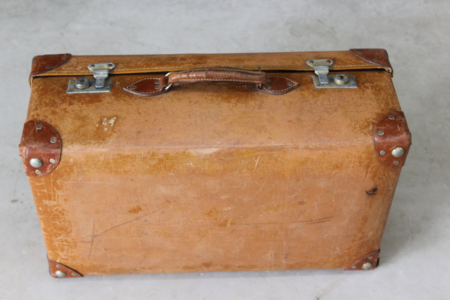 Vintage Brown Leather Suitcase - Kernow Furniture