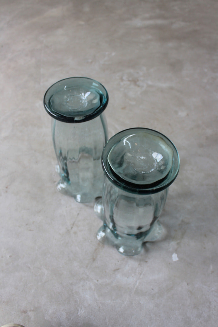 Pair Vintage Frilly Glass Vase - Kernow Furniture