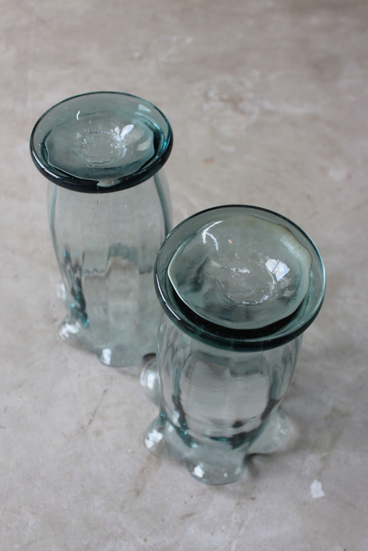 Pair Vintage Frilly Glass Vase - Kernow Furniture