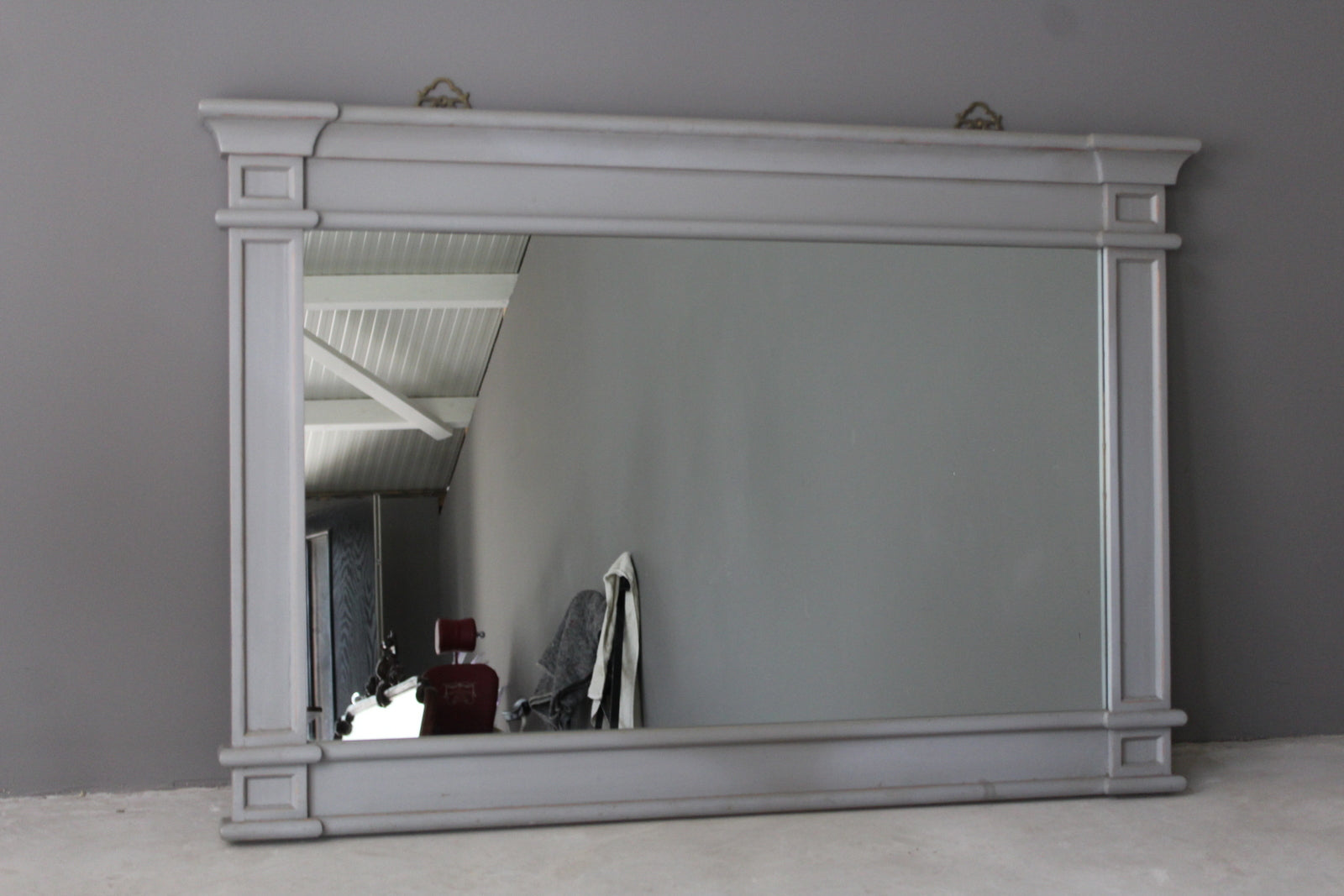 Grey Painted Overmantle Mirror - Kernow Furniture