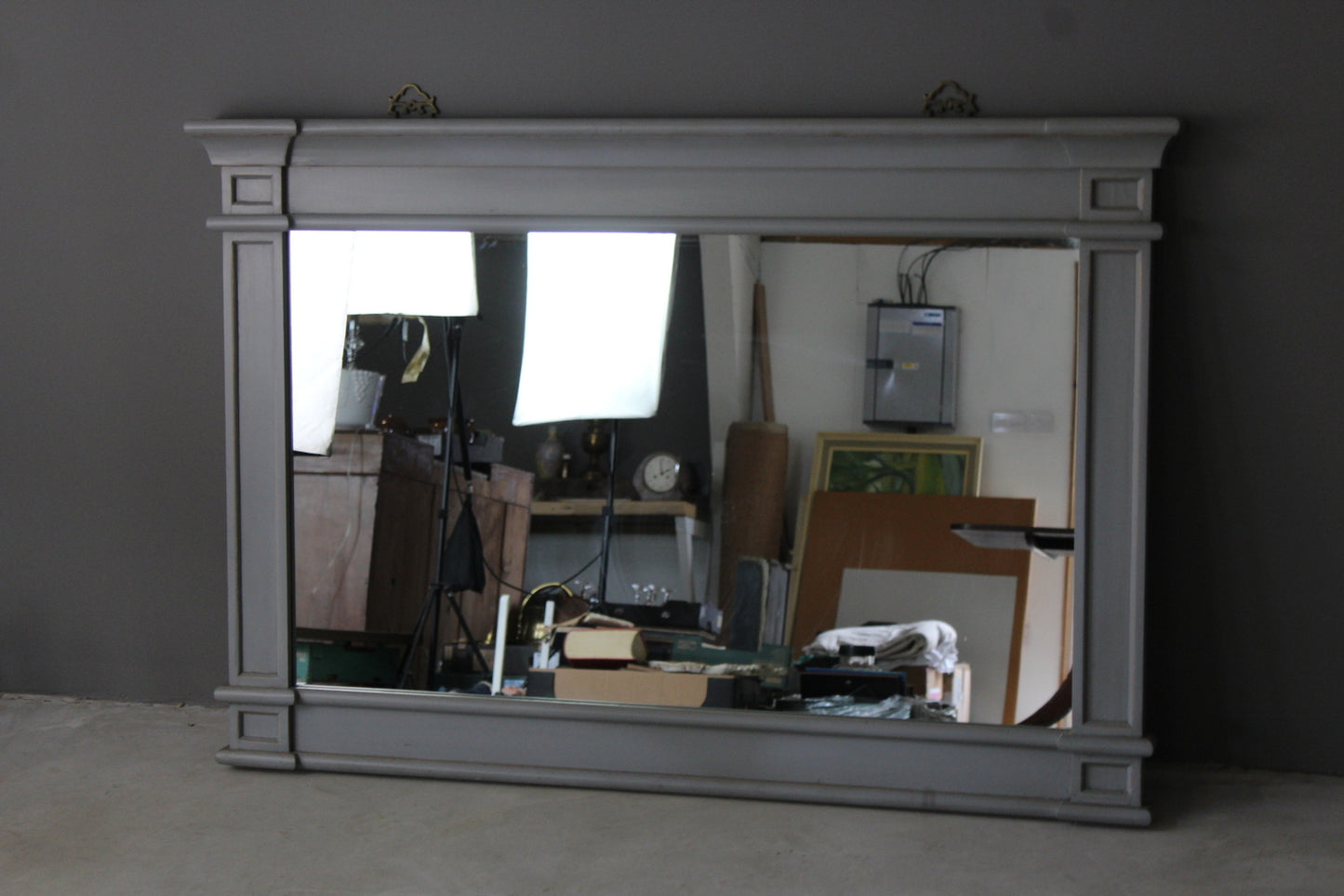 Grey Painted Overmantle Mirror - Kernow Furniture