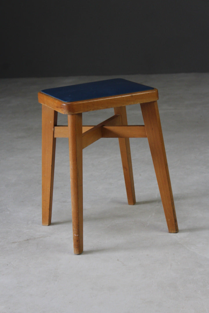 Small Retro Beech Stool - Kernow Furniture