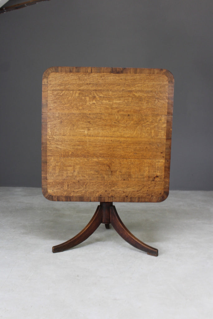 Antique Square Oak Tilt Top Breakfast Table - Kernow Furniture