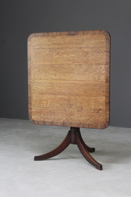 Antique Square Oak Tilt Top Breakfast Table - Kernow Furniture