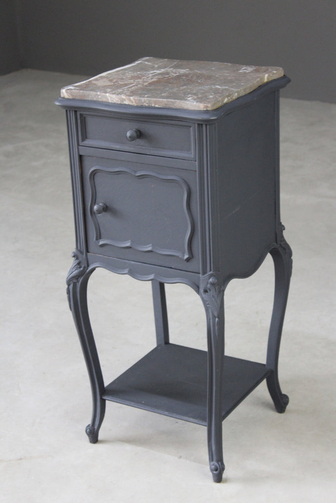French Marble Top Bedside Cabinet - Kernow Furniture