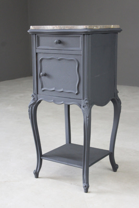 French Marble Top Bedside Cabinet - Kernow Furniture