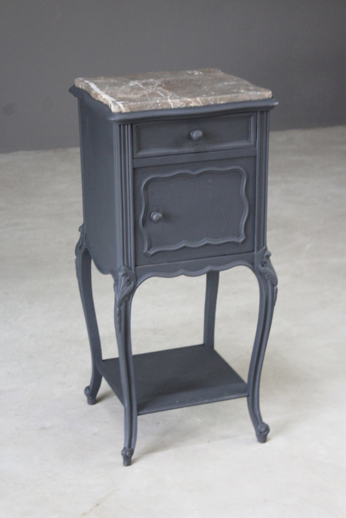 French Marble Top Bedside Cabinet - Kernow Furniture