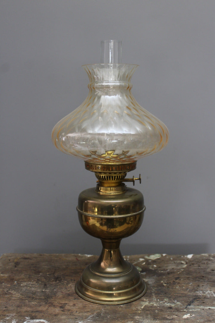 Antique Duplex Brass Oil Lamp - Kernow Furniture