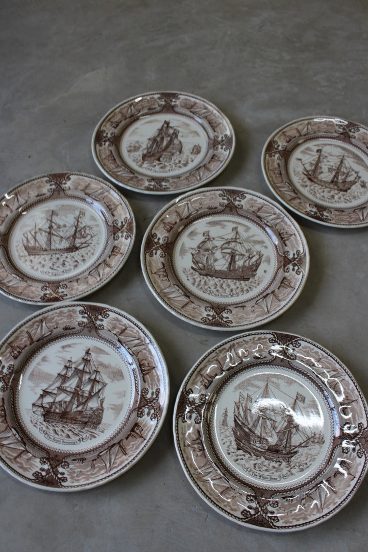 6 Masons Ship Ironstone Transferware Dinner Plates - Kernow Furniture