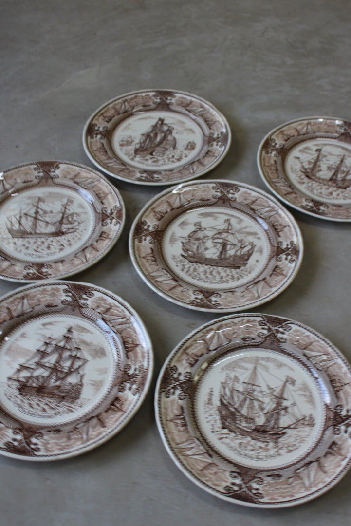 6 Masons Ship Ironstone Transferware Dinner Plates - Kernow Furniture