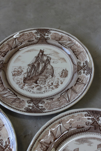 6 Masons Ship Ironstone Transferware Dinner Plates - Kernow Furniture