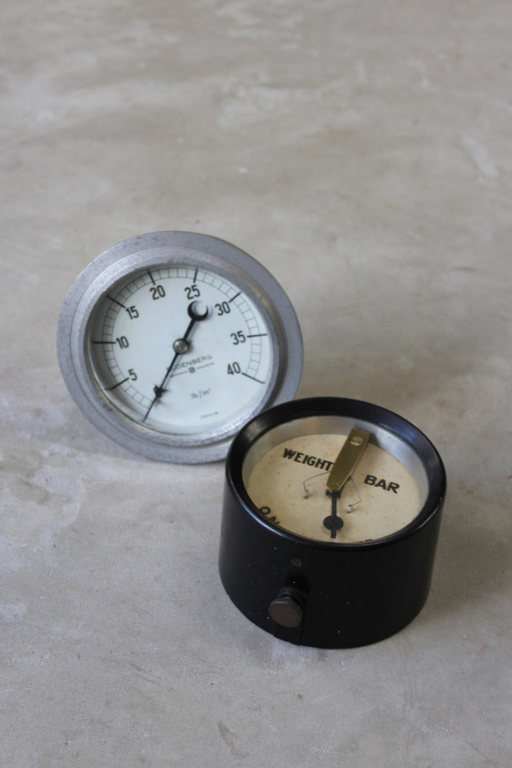 Pair Vintage Pressure Gauges - Kernow Furniture