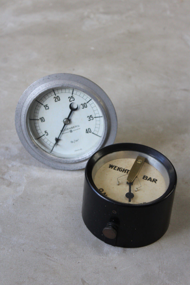 Pair Vintage Pressure Gauges - Kernow Furniture