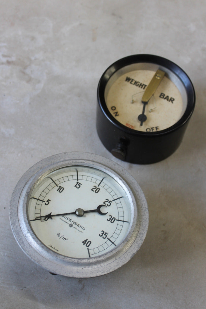 Pair Vintage Pressure Gauges - Kernow Furniture