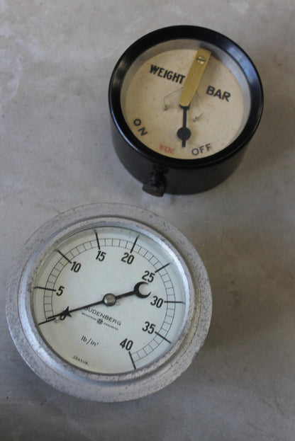 Pair Vintage Pressure Gauges - Kernow Furniture