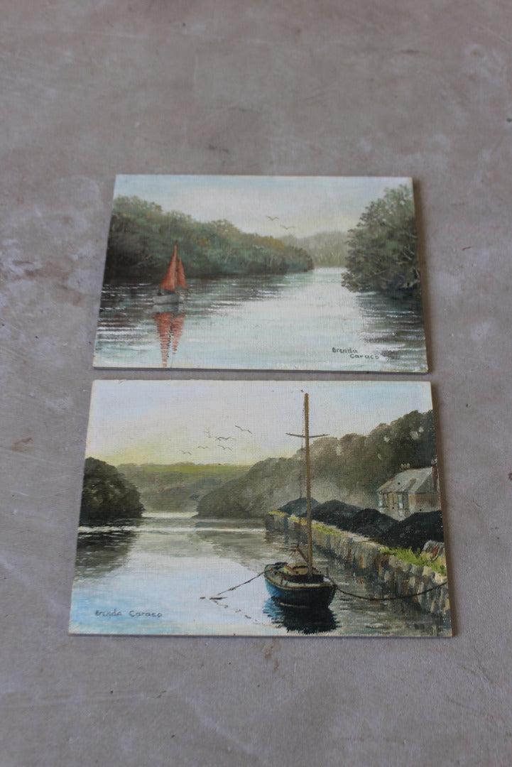 Pair Small Brenda Caraco Oil on Board - Kernow Furniture