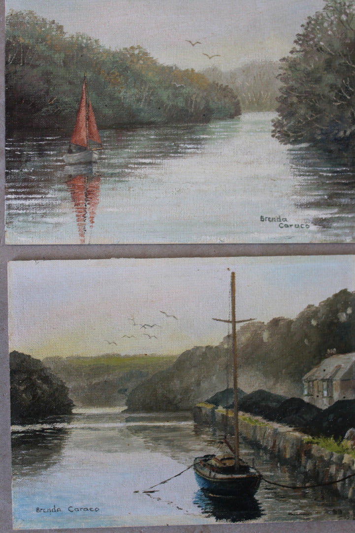 Pair Small Brenda Caraco Oil on Board - Kernow Furniture