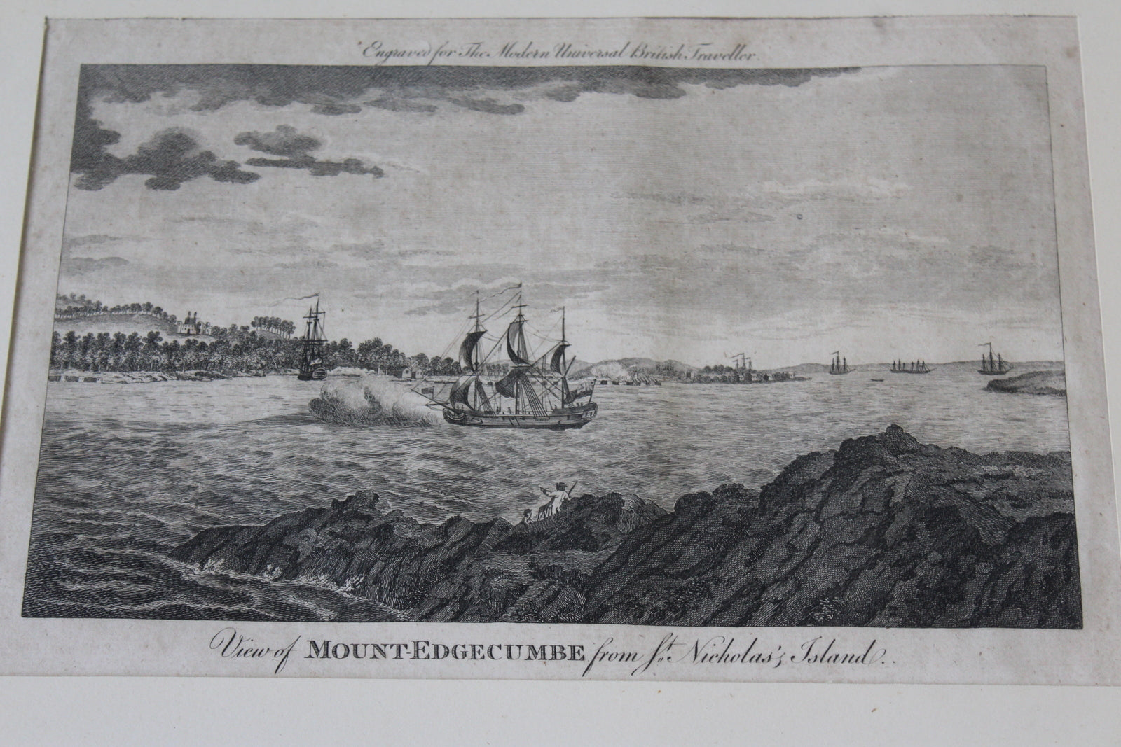 Pair Engravings Plymouth Mount Edgcumbe - Kernow Furniture