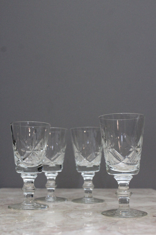 Set 4 Cut Glass Port Glasses - Kernow Furniture