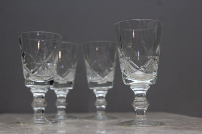 Set 4 Cut Glass Port Glasses - Kernow Furniture