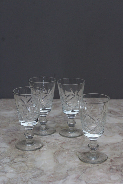 Set 4 Cut Glass Port Glasses - Kernow Furniture