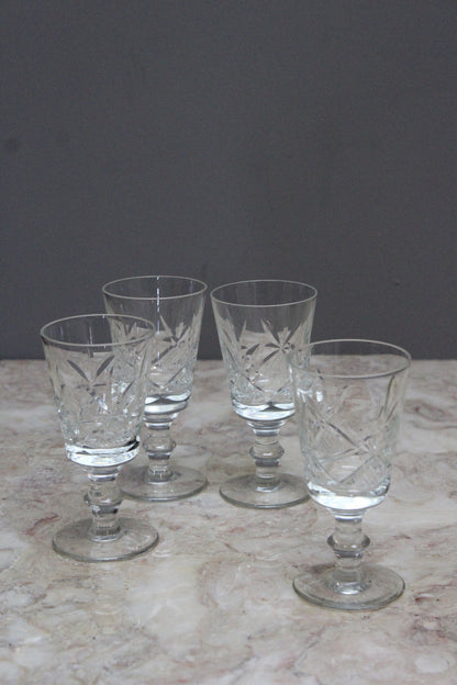 Set 4 Cut Glass Port Glasses - Kernow Furniture