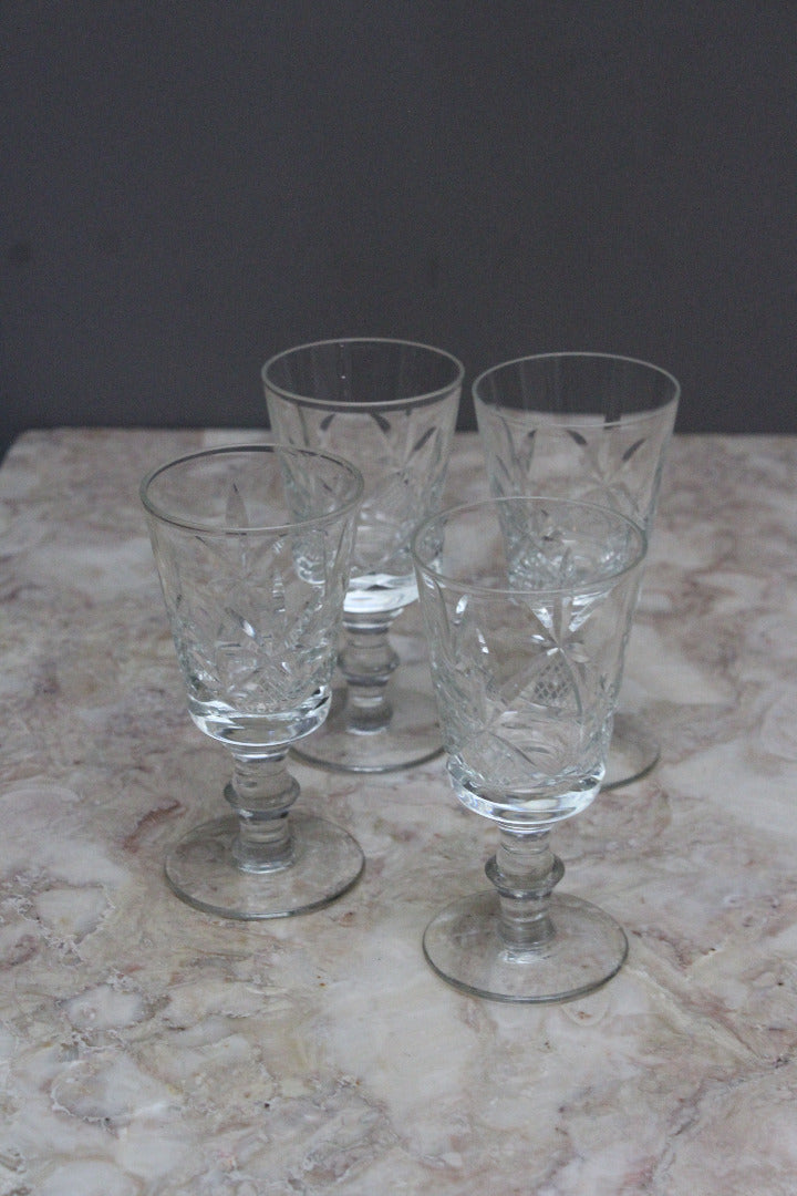 Set 4 Cut Glass Port Glasses - Kernow Furniture