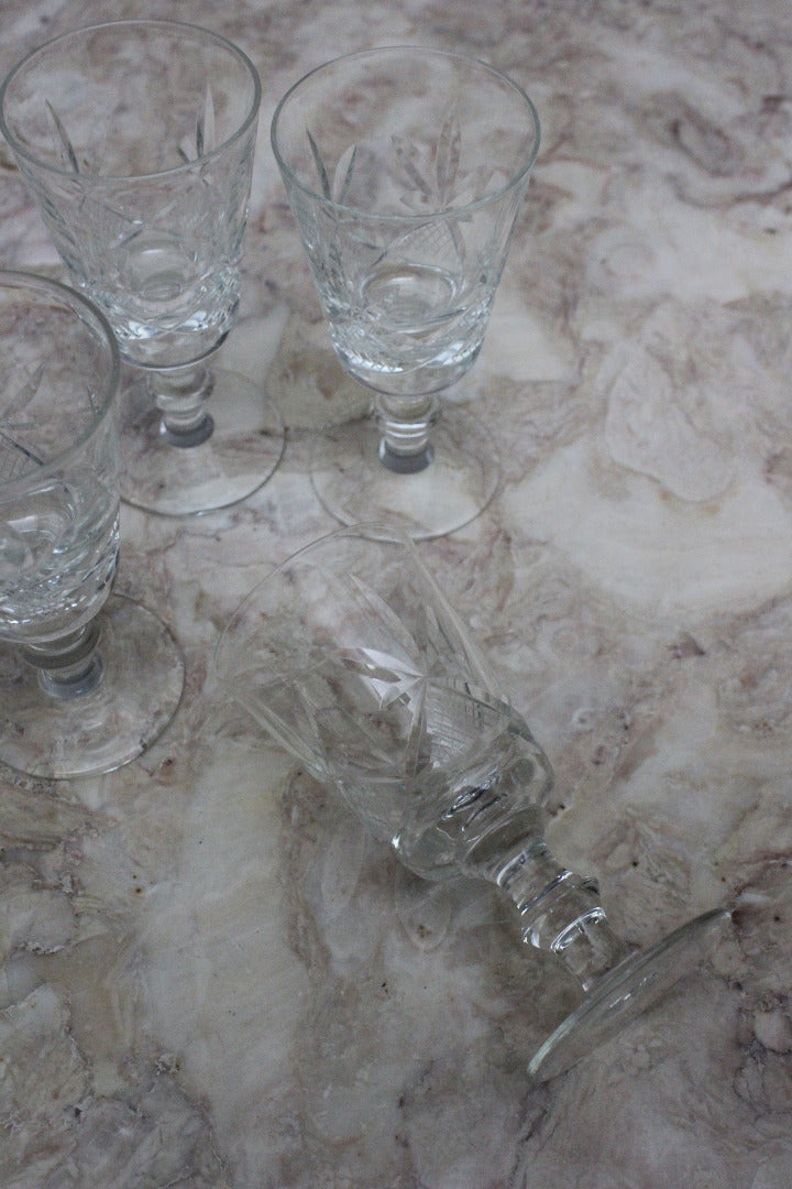 Set 4 Cut Glass Port Glasses - Kernow Furniture