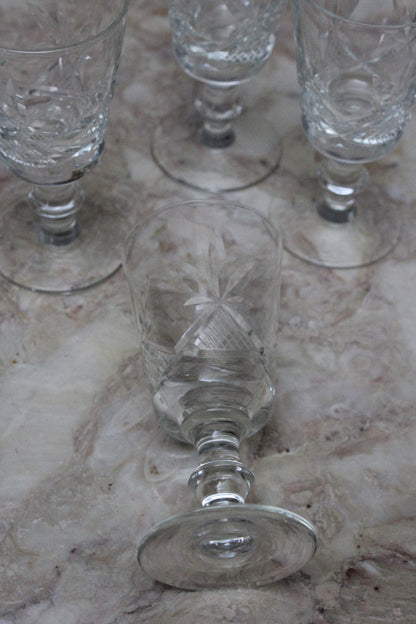 Set 4 Cut Glass Port Glasses - Kernow Furniture