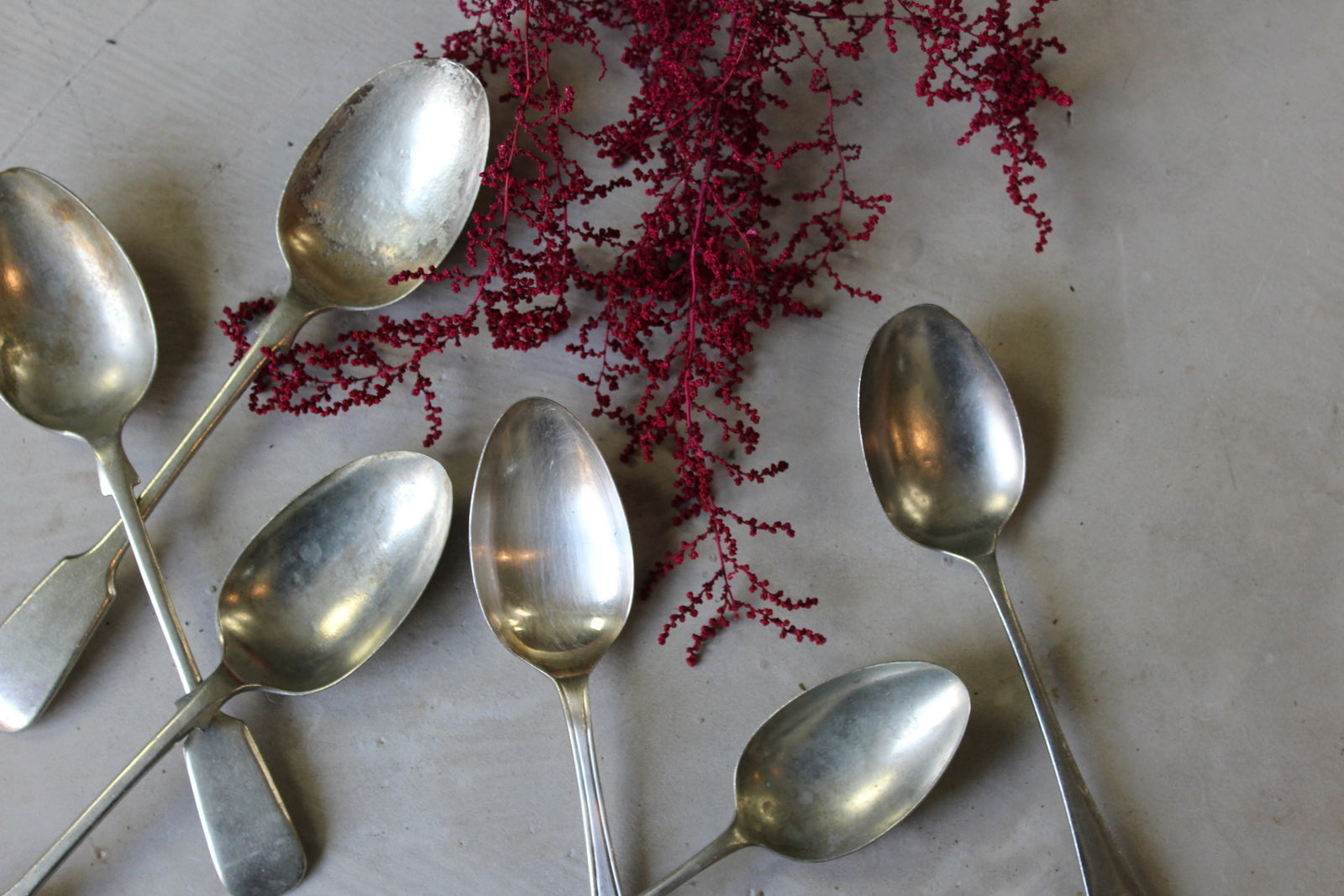 6 EPNS Vintage Dessert Spoons - Kernow Furniture